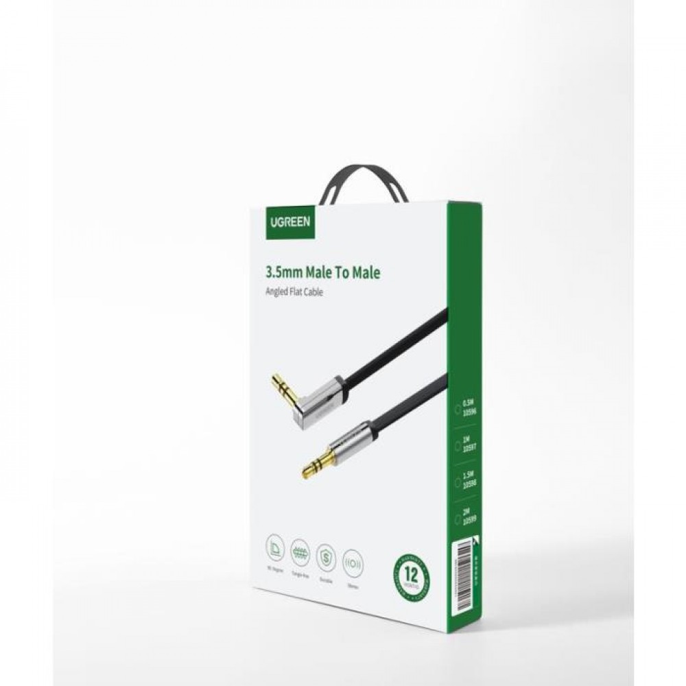 Cable Audio 3.5mm M/M Angled Flat 2m UGREEN AV119 10599 Cable Audio 3.5mm M/M Angled Flat 2m UGREEN AV119 10599