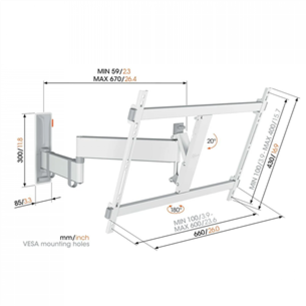 Vogel's TVM 3643 Full-Motion TV Wall Mount White
