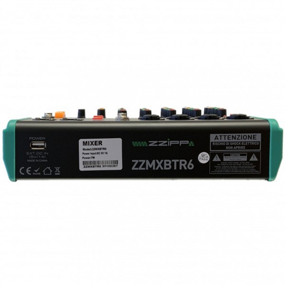 ZZiPP ZZMXBTR6 | Compact Αναλογική Κονσόλα 6 Καναλιών με DSP Multi-Effect & Bluetooth
