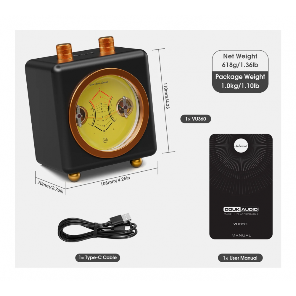 Douk Audio VU360 Special Analog VU Meter Music Spectrum Visualizer