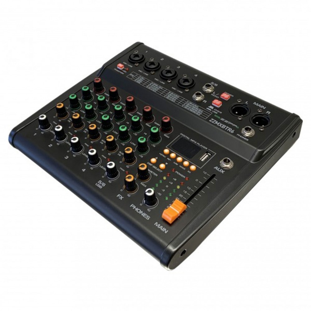 ZZiPP ZZMXBTR6 | Compact Αναλογική Κονσόλα 6 Καναλιών με DSP Multi-Effect & Bluetooth