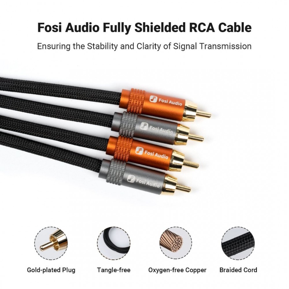 FOSI AUDIO RCA RCA CABLE GOLD PLATED PAIR 0.3m FOSI AUDIO RCA RCA CABLE GOLD PLATED PAIR 0.3m