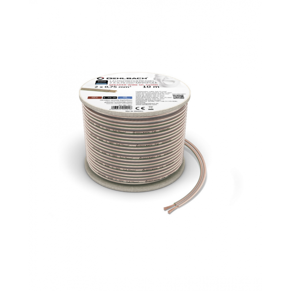 Oehlbach (D1C201) Speaker Wire SP-7 Καλώδιο Ηχείων 2 x 0,75 mm² 10m Oehlbach (D1C201) Speaker Wire SP-7 Καλώδιο Ηχείων 2 x 0,75 mm² 10m