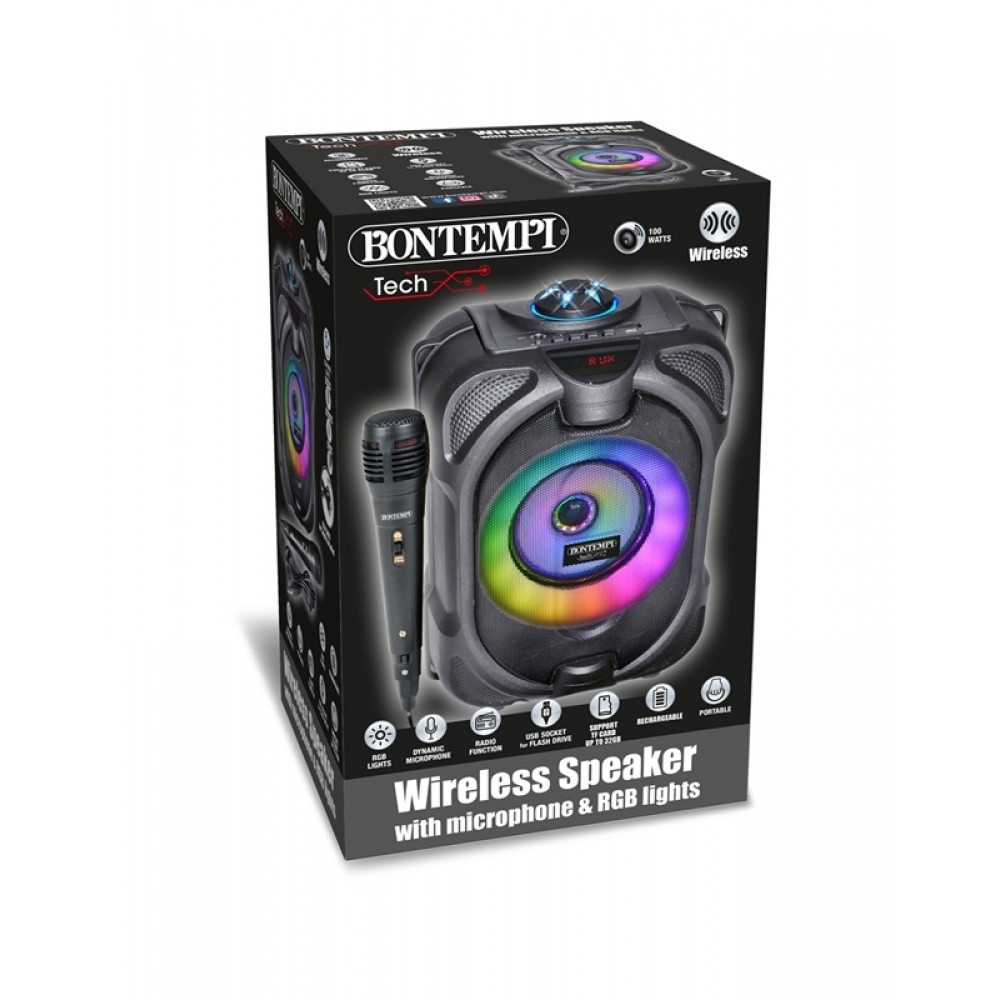 BONTEMPI 49 1020 ασύρματο ηχείο bluetooth 80 watt με μικρόφωνο,TWS λειτουργία
