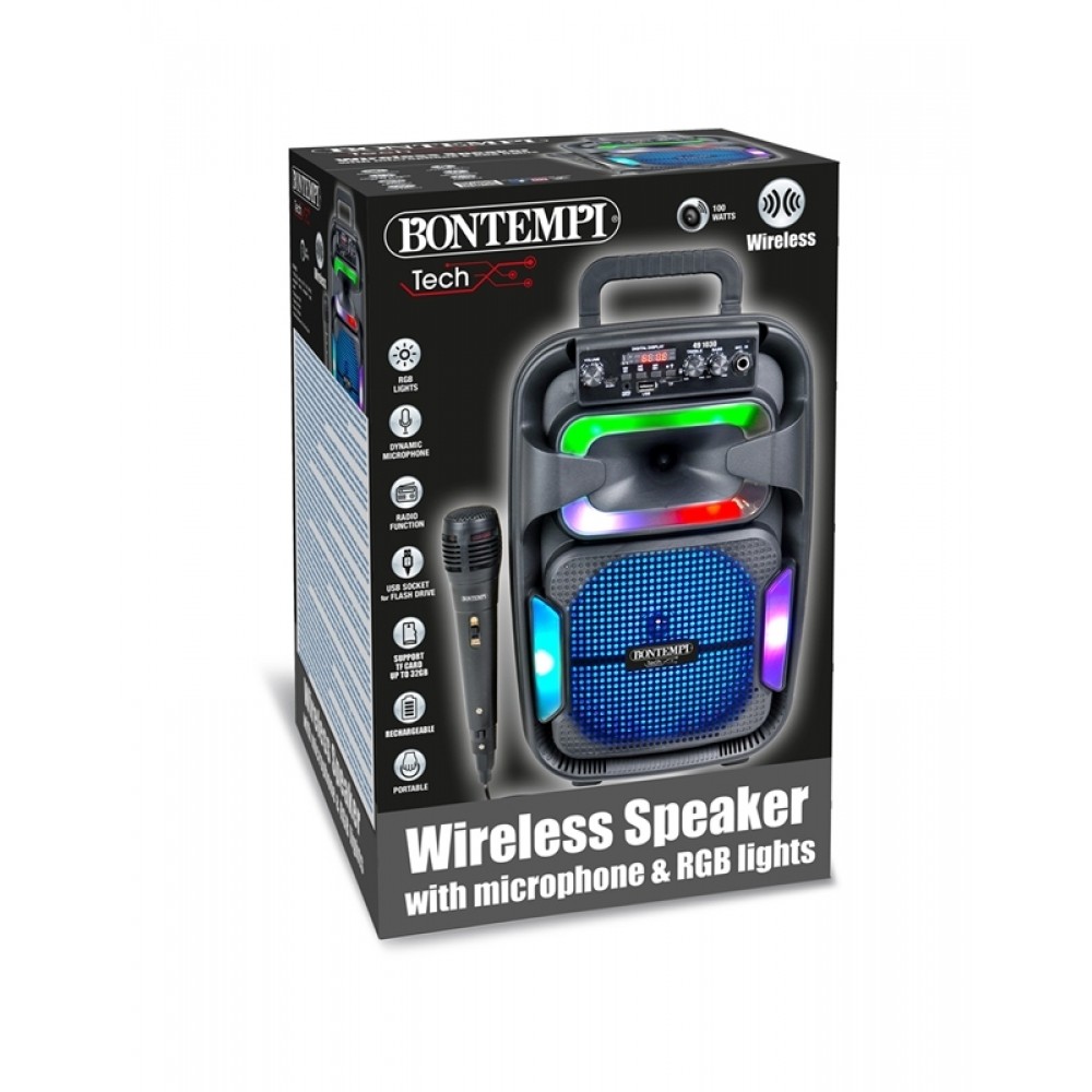 BONTEMPI 49 1030 ασύρματο ηχείο  bluetooth 120 watt με μικρόφωνo,TWS λειτουργία