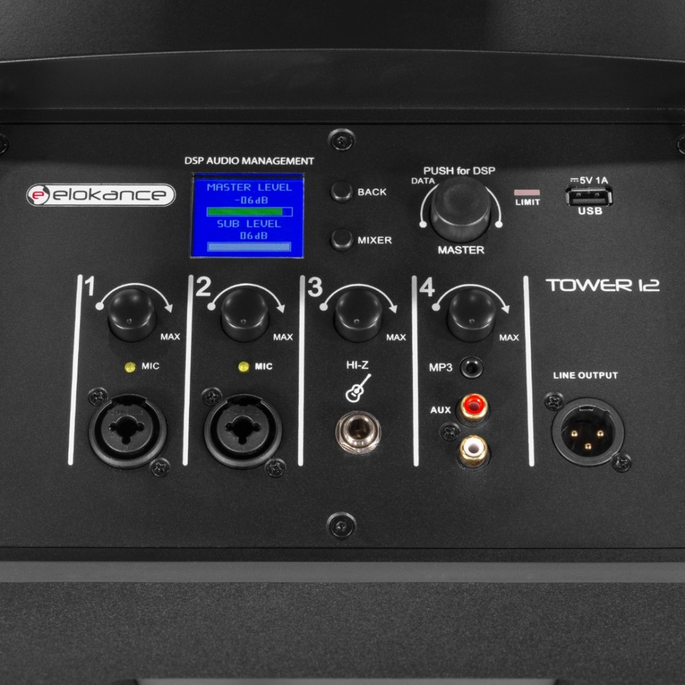 ELOKANCE TOWER 12 | Αυτοενισχυόμενο Σύστημα Ηχείων 3-Way, 800W RMS