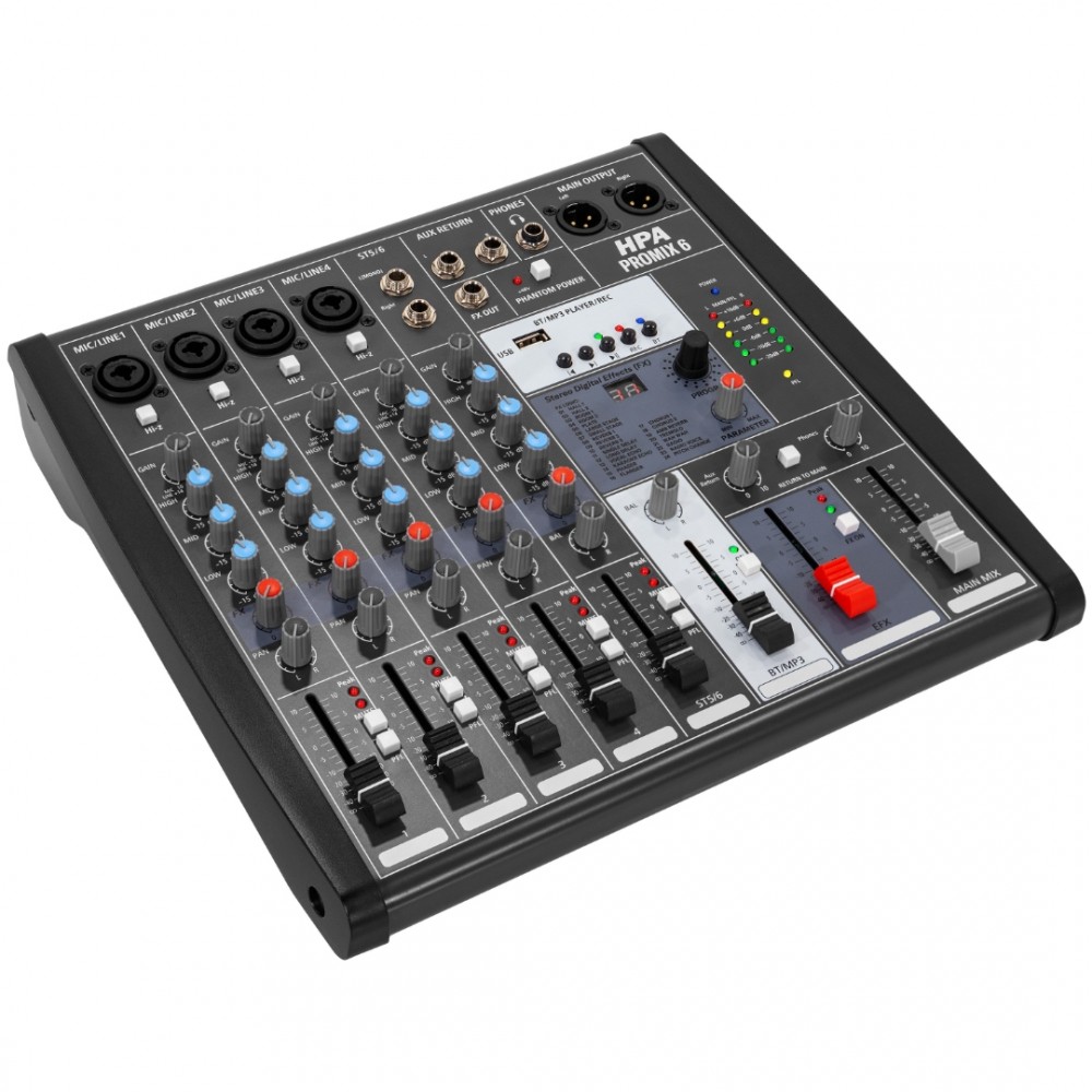 HPA PROMIX6 Κονσόλα Μίξης Ήχου με 6 Kανάλια, Bluetooth & 24 Effect HPA PROMIX6 Κονσόλα Μίξης Ήχου με 6 Kανάλια, Bluetooth & 24 Effect