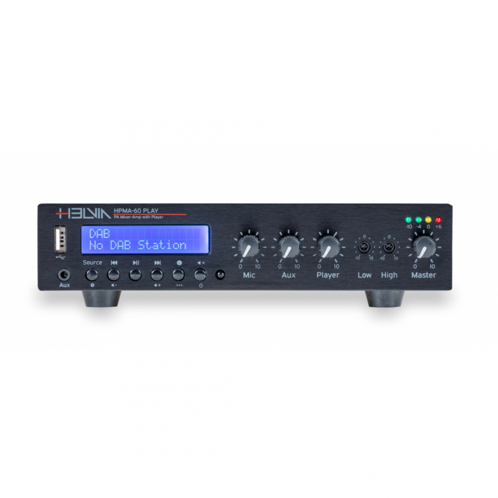 HELVIA HPMA60 PLAY | Ενισχυτής - Mixer 60W 100V/4Ω Class D, με DAB+, FM, USB, BT Player HELVIA HPMA60 PLAY | Ενισχυτής - Mixer 60W 100V/4Ω Class D, με DAB+, FM, USB, BT Player