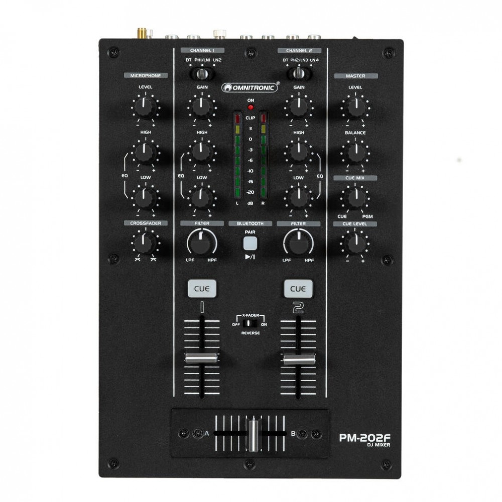 OMNITRONIC PM202F | Mini Μίκτης DJ 2x Καναλιών με Bluetooth & Φίλτρο Ήχου