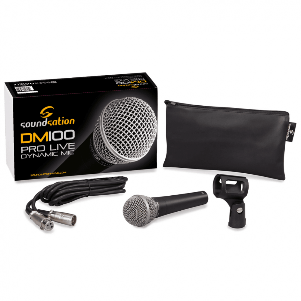 SOUNDSATION DM100 | Ενσύρματο Μικρόφωνο Δυναμικό Καρδιοειδές με Καλώδιο XLR, Clip & Θήκη