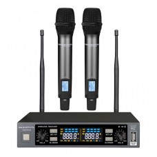 ZZiPP TXZZ412 | Σετ Διπλός Δέκτης & 2x Ασύρματα Μικρόφωνα Χειρός 606-630MHz