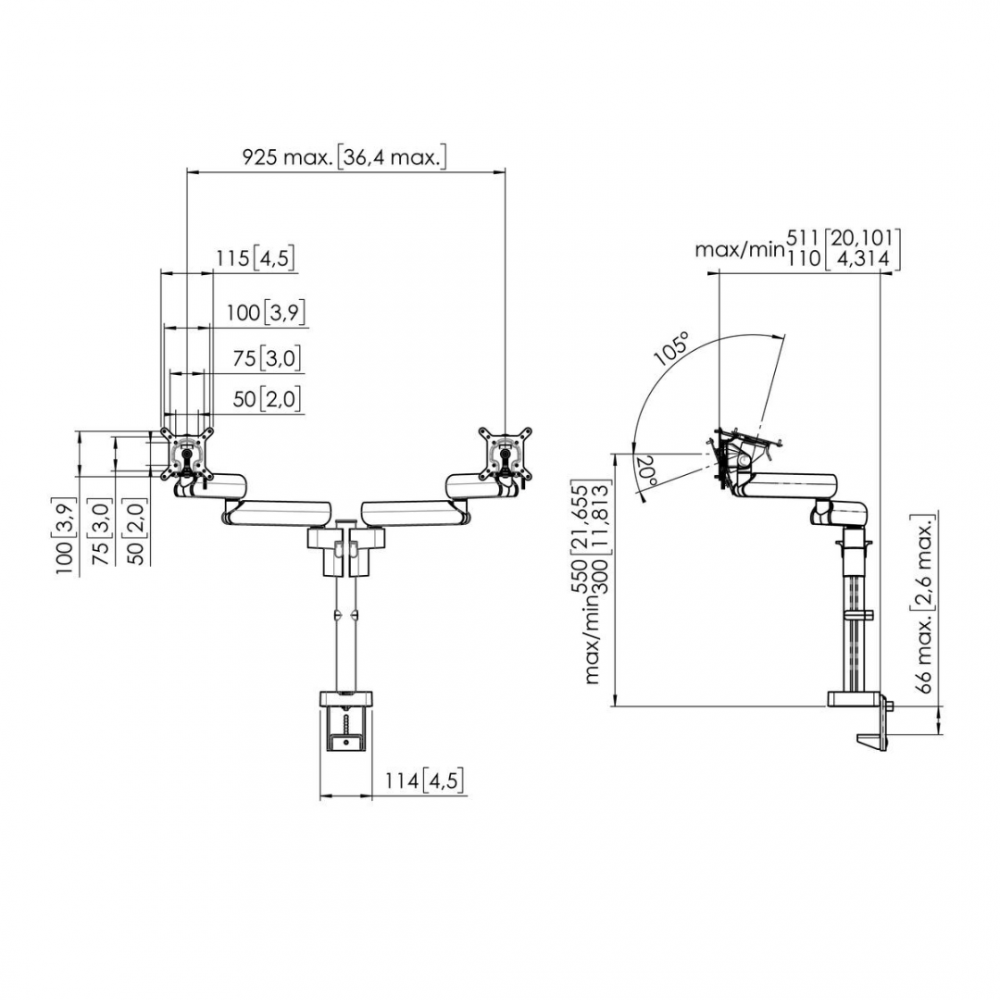 Vogel's MOMO 2237 Monitor Arm Motion for 2 monitors Black