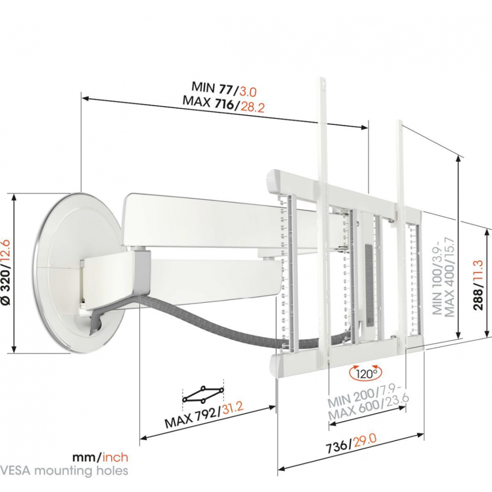 Vogel's TVM 7675 Motorized TV Wall Mount White