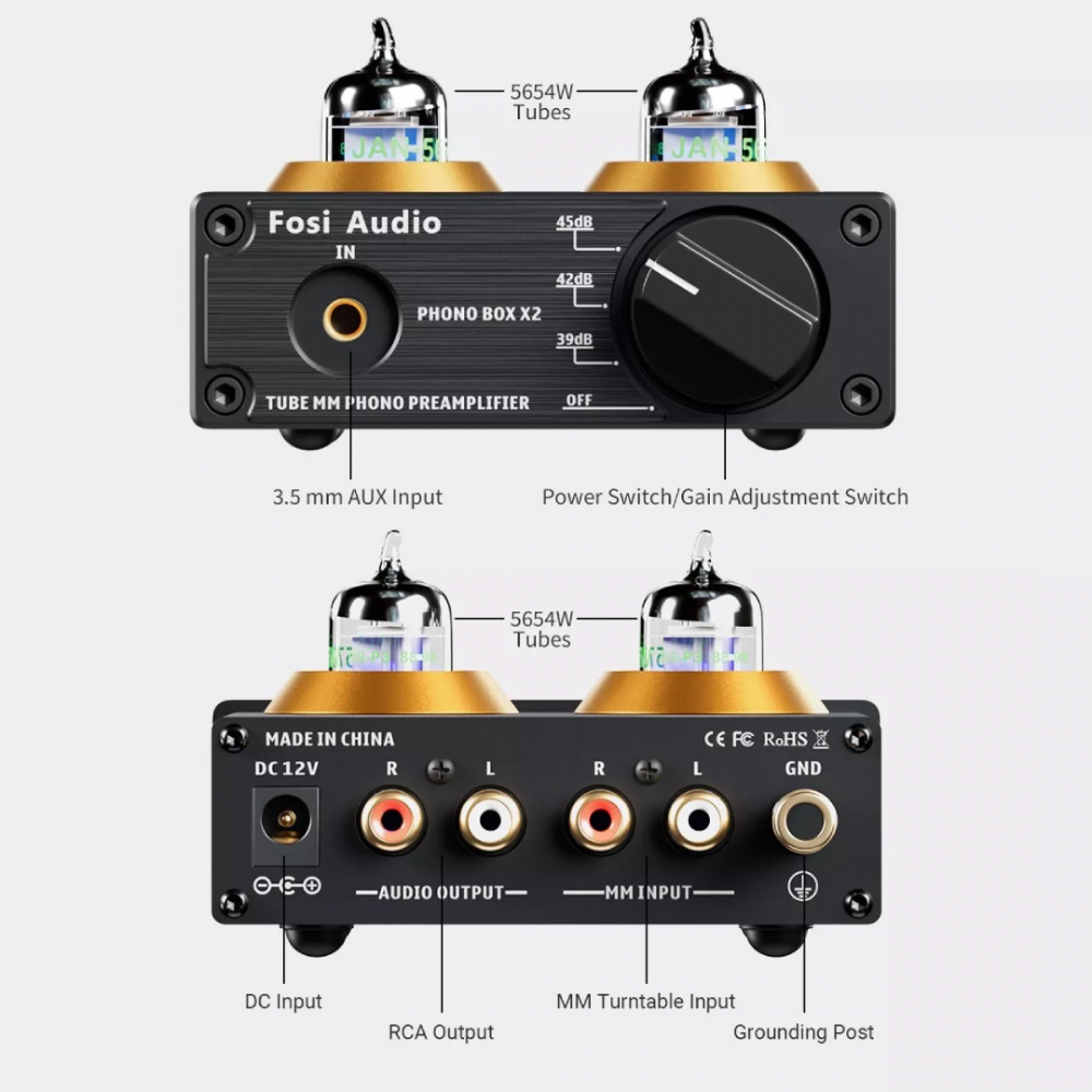 FOSI AUDIO BOX X2 Phono MM Preamplifier with Tubes Stereo FOSI AUDIO BOX X2 Phono MM Preamplifier with Tubes Stereo