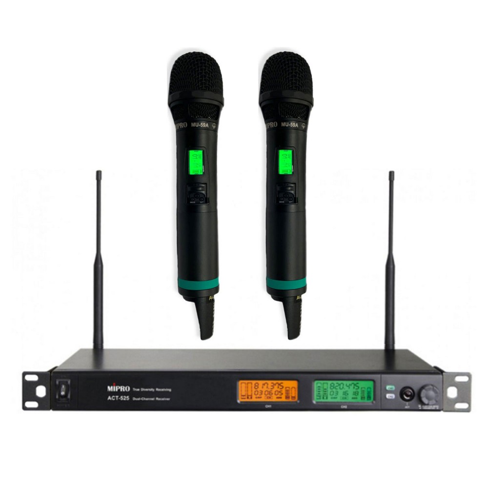MIPRO ACT525H59 UHF 620-644 MHz | Σετ 2x Δυναμικά Μικρόφωνα Χειρός ACT500H59 & Δέκτης ACT525 MIPRO ACT525H59 UHF 620-644 MHz | Σετ 2x Δυναμικά Μικρόφωνα Χειρός ACT500H59 & Δέκτης ACT525