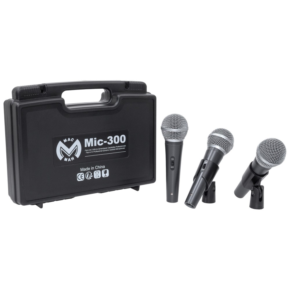 MAC MAH MIC300 | Σετ Ενσύρματα Δυναμικά Μικρόφωνα με Διακόπτη, 3τμχ