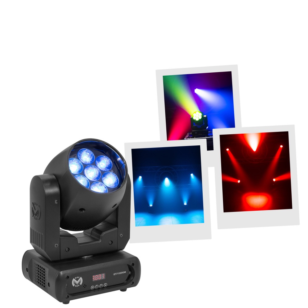MAC MAH IZY715 ZOOM Κινούμενη Kεφαλή Wash 7x15W RGBW 4-in-1 LED MAC MAH IZY715 ZOOM Κινούμενη Kεφαλή Wash 7x15W RGBW 4-in-1 LED