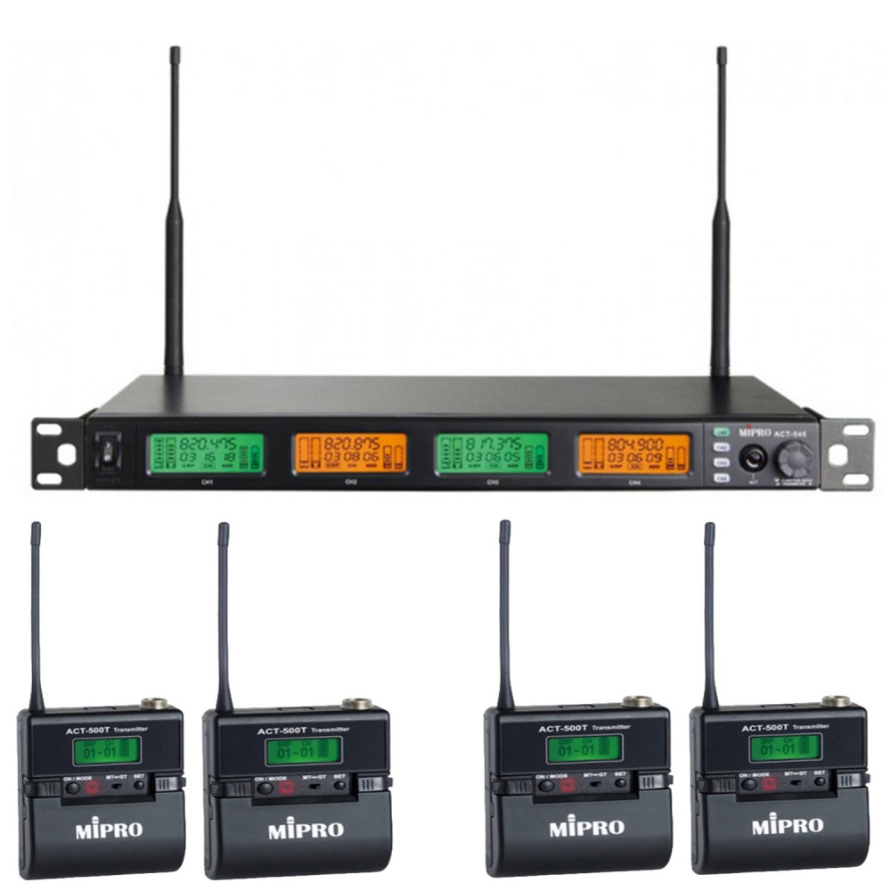 MIPRO ACT545T UHF 620-644 MHz | Σετ 4x Πομποί Bodypack ACT500T & Δέκτης ACT545 MIPRO ACT545T UHF 620-644 MHz | Σετ 4x Πομποί Bodypack ACT500T & Δέκτης ACT545